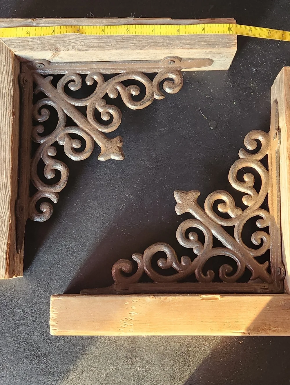 Old Wood and Wrought Iron Corner Pieces